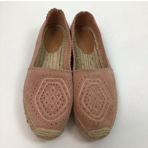 UGG Pink Heidi Perforated Suede Flat Espadrilles